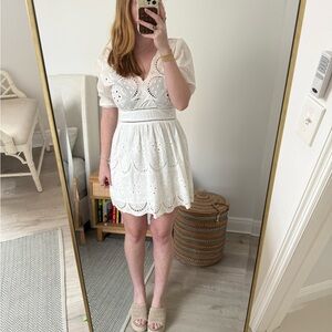 Le Lis White Sweetheart Neck Mini Sundress